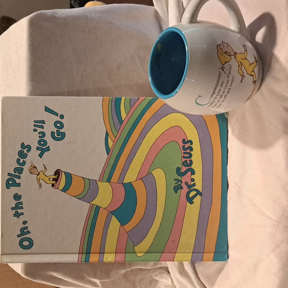 Dr Suess coffee cup and book